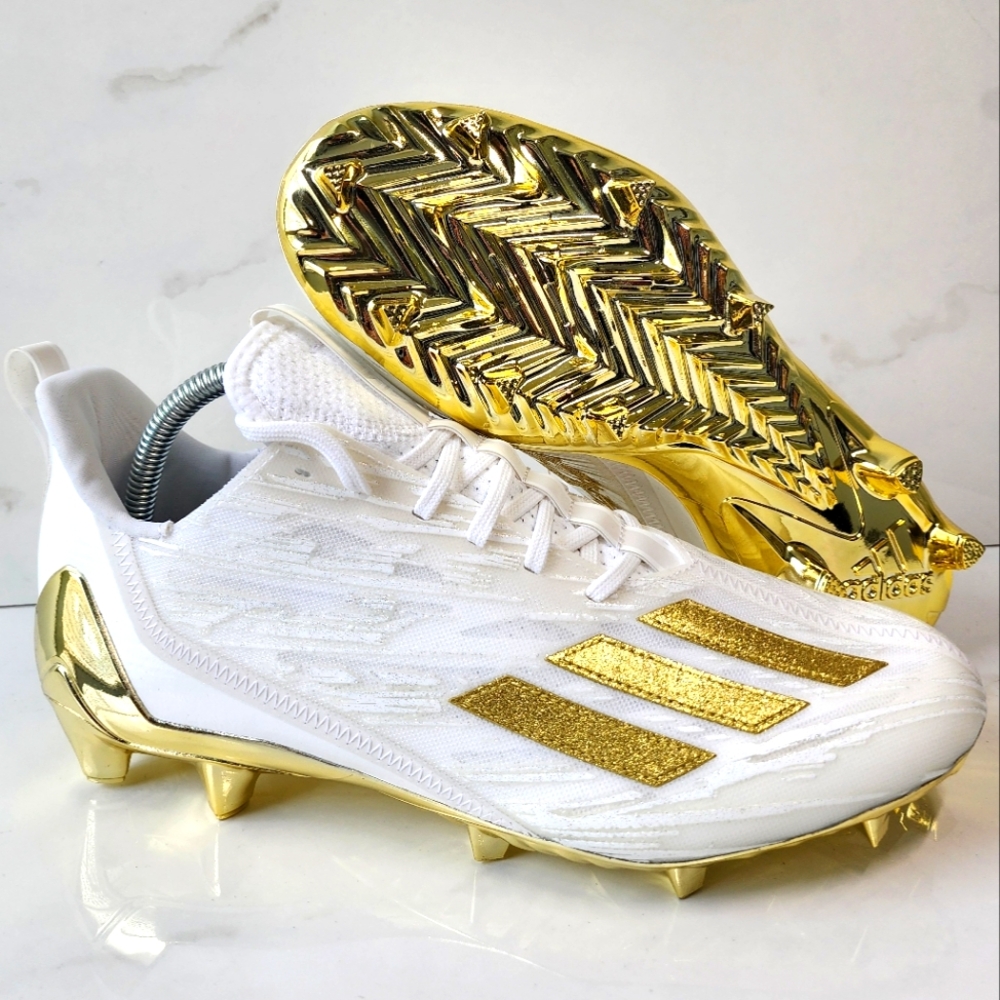 Adidas Adizero Men's Football Cleats-White Metallic Gold!
